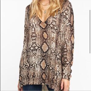 SHOW ME YOUR MUMU | Hug Me Sweater Python Knit Brown Cream Women’s Size Medium